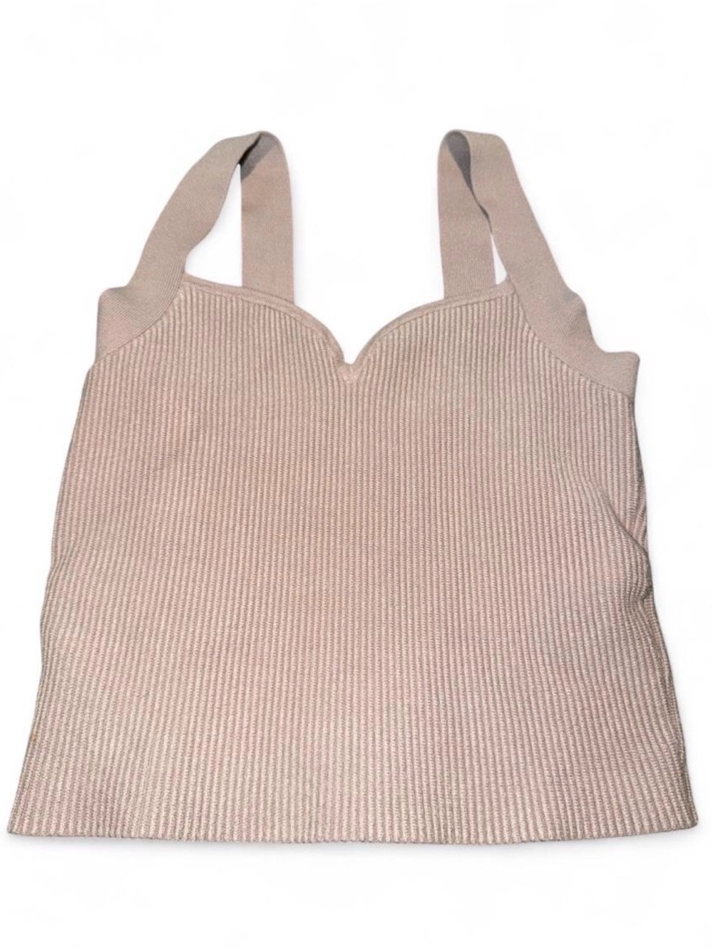 Abercrombie & Fitch Ribbed Sweetheart Tank in Light cream